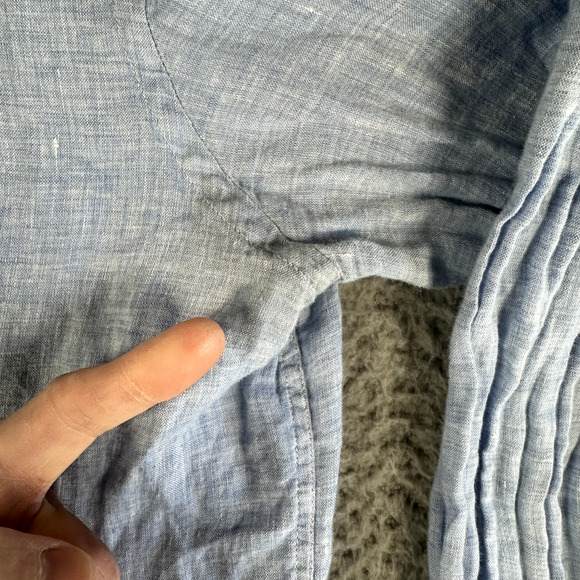 Reiss Shirt Men's XL Blue Button Up 100% Linen Regular Fit Casual Long Sleeve - Picture 4 of 13